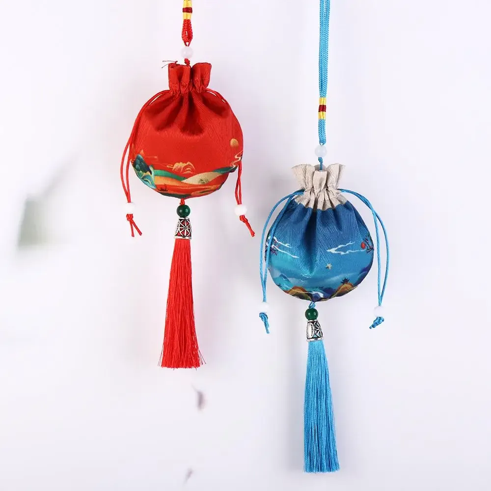 étui à colliers, pochette en tissu à cordon, décoration suspendue, pochette à fleurs, sac à bijoux pour femmes, sac de rangement de style chinois, sachet vide.