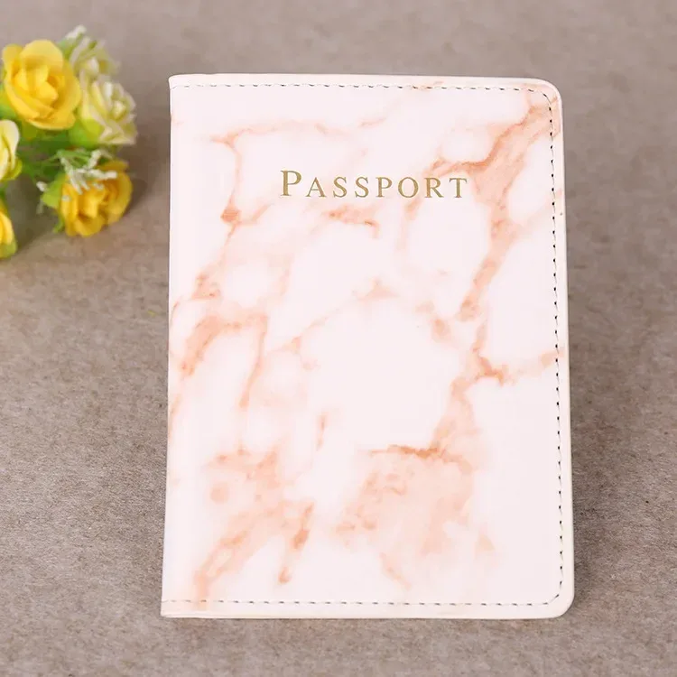 couverture de passeport en cuir pu pour femmes et hommes, style marbre, carte d'identité de voyage, porte-passeport, billet de protection, pochette portefeuille