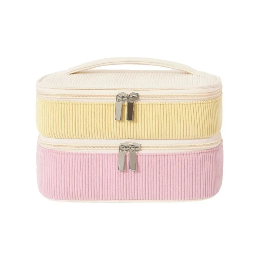 nouvelle trousse de rangement double couche en matière souple, grande capacité, avec fermeture éclair, portable, pour cosmétiques et maquillage