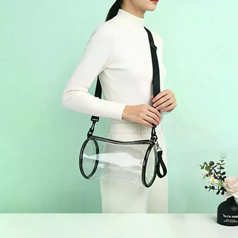 sac bandoulière transparent laser pour femme, mini sac messager cylindrique tendance en pvc, petit sac fourre-tout en gelée