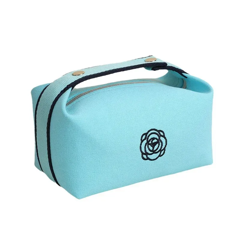 sac à cosmétiques en toile pour femmes, sac de maquillage portable, sac de rangement de luxe à fleurs, organisateur de cosmétiques, sac de toilette essentiel pour les voyages