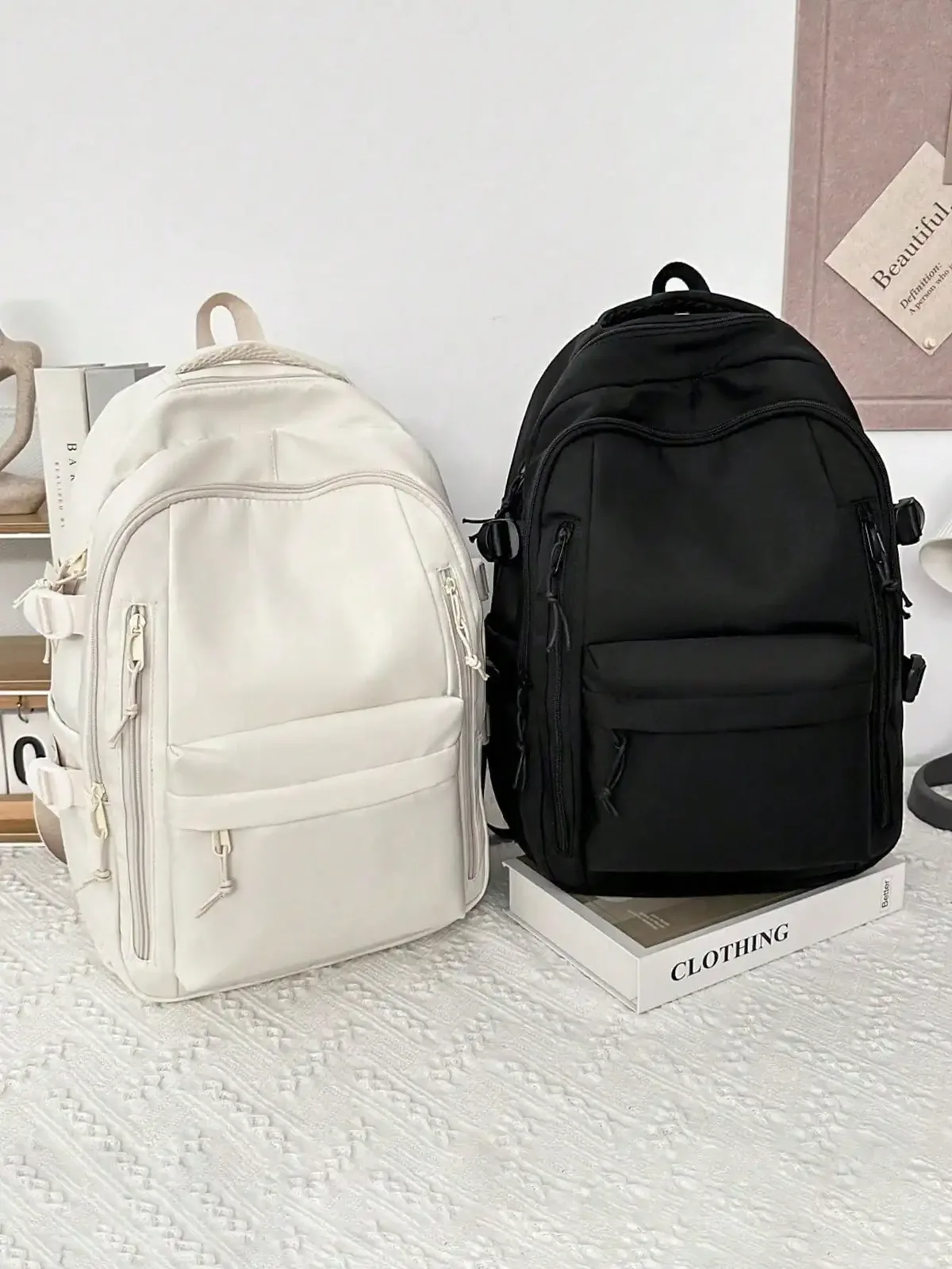 sac à dos en nylon léger, à la mode et décontracté, grande capacité, multi-compartiments, sac d'étudiant, sac de voyage, adapté à un usage quotidien