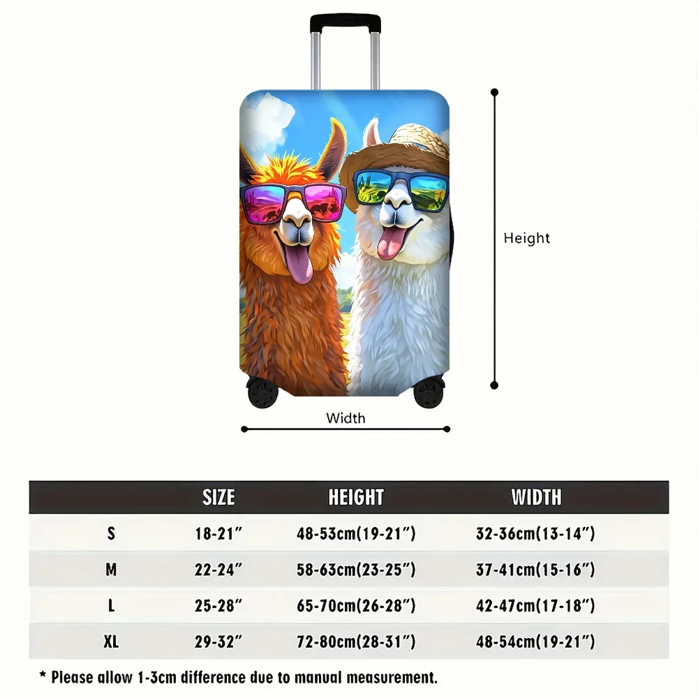 1 housse de bagage à imprimé alpaga joyeux pour bagages de tailles 18-32 ; accessoire de voyage anti-poussière et extensible avec un orange vibrant