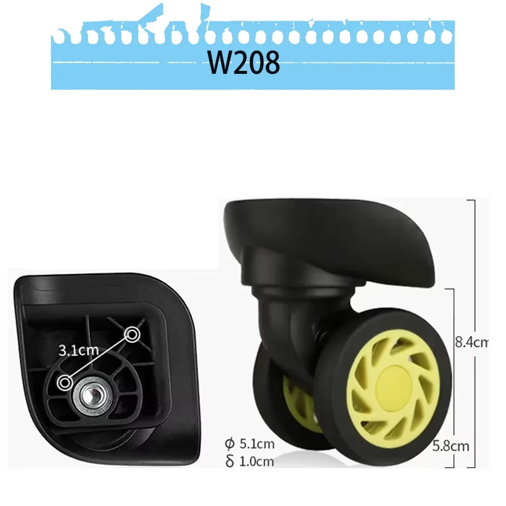 roues de remplacement universelles pour valises de voyage américaines, roulettes silencieuses pour bagages, chariot de voyage, rotation à 360 degrés