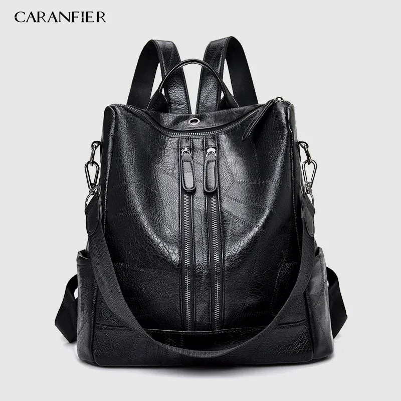 caranfier femmes sac à dos de haute qualité jeunes sacs à dos en cuir pour adolescentes femme école sac à bandoulière sac à dos mochila