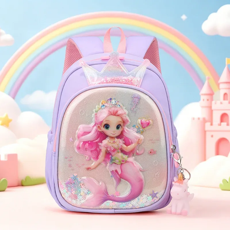 sac à dos licorne rose de dessin animé pour filles de 3 à 6 ans, léger, pour la maternelle, princesse, sirène, sac d'école, sac de voyage, sacs à dos mignons