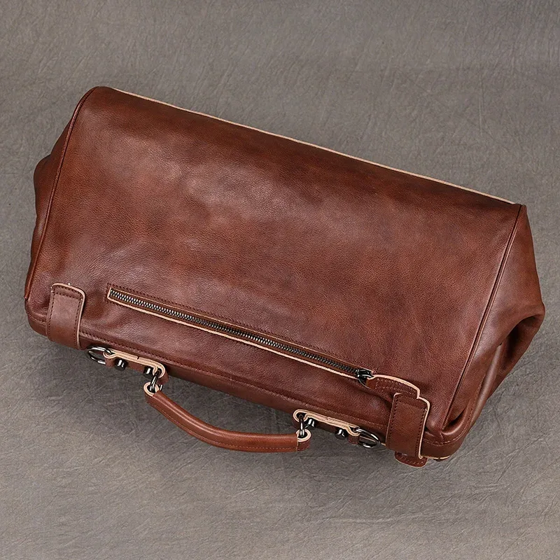 style de luxe en cuir véritable bagage à main sac véritable peau de vache voyage sac à main sac à bagages pour hommes femmes weeek duffle