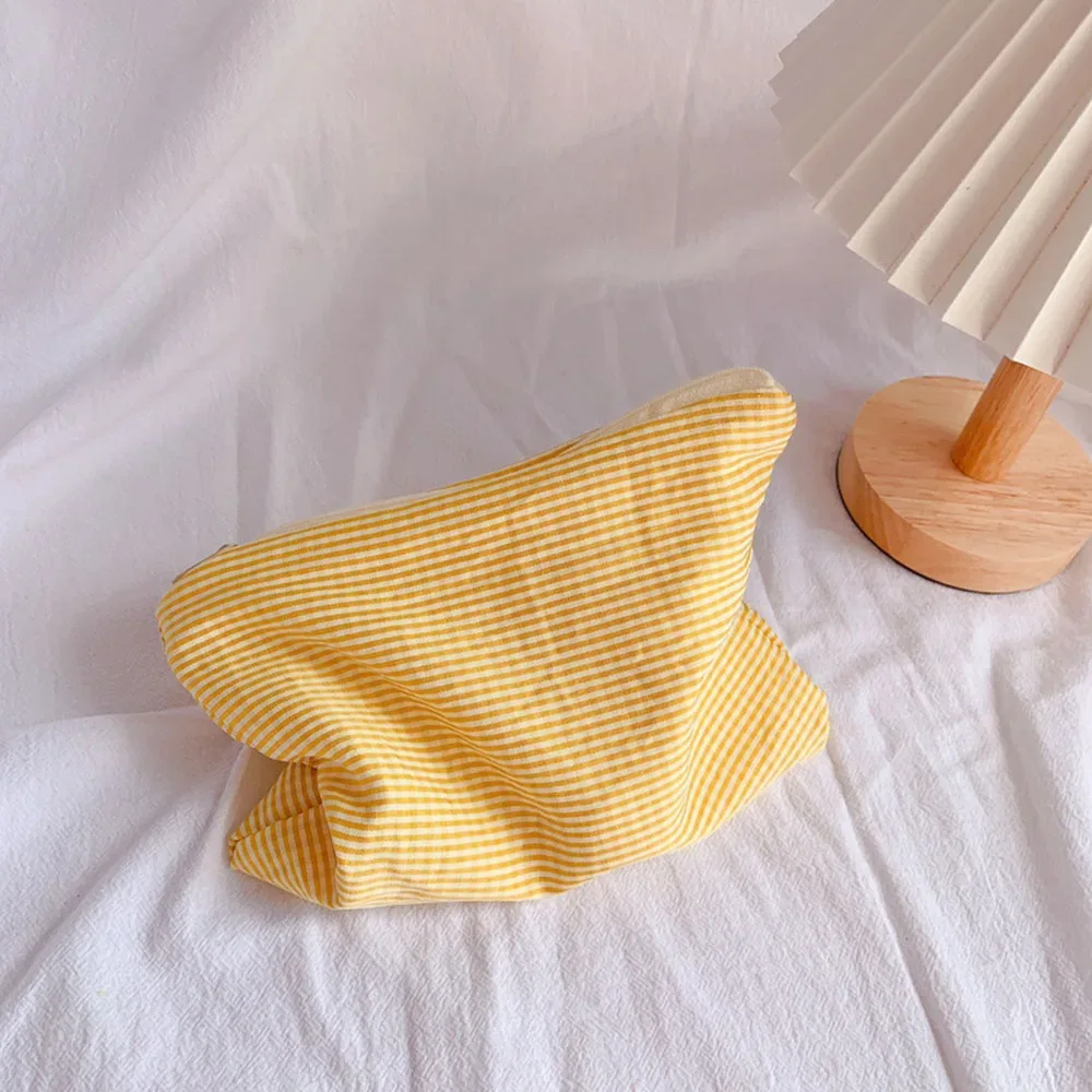 sac de maquillage à carreaux pour femmes et filles, grande capacité, sac cosmétique en coton, simple, portable, sac de rangement, pochette, sac de voyage, pochette de maquillage