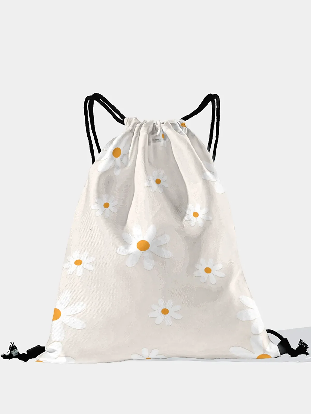 sac à dos à cordon de serrage imprimé daisy, sac de sport léger pour la salle de sport, le yoga, les voyages, l'école, les courses et les trajets quotidiens