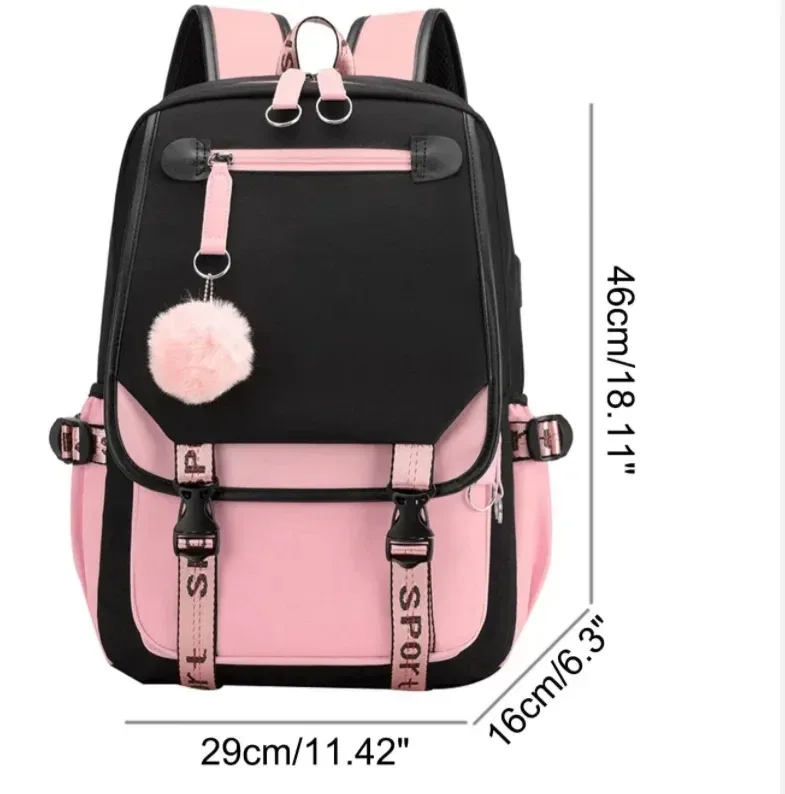 Sacs à dos scolaires pour jeunes garçons filles sac à dos étudiants du collège Kawaii sac d'école Harajuku mode voyage sac à dos noir rose sac