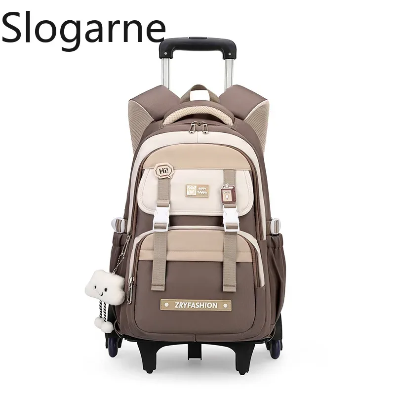sac à dos roulant pour enfants, sac d'école étanche avec roulettes, chariot de collège, sac à dos à roulettes pour femmes