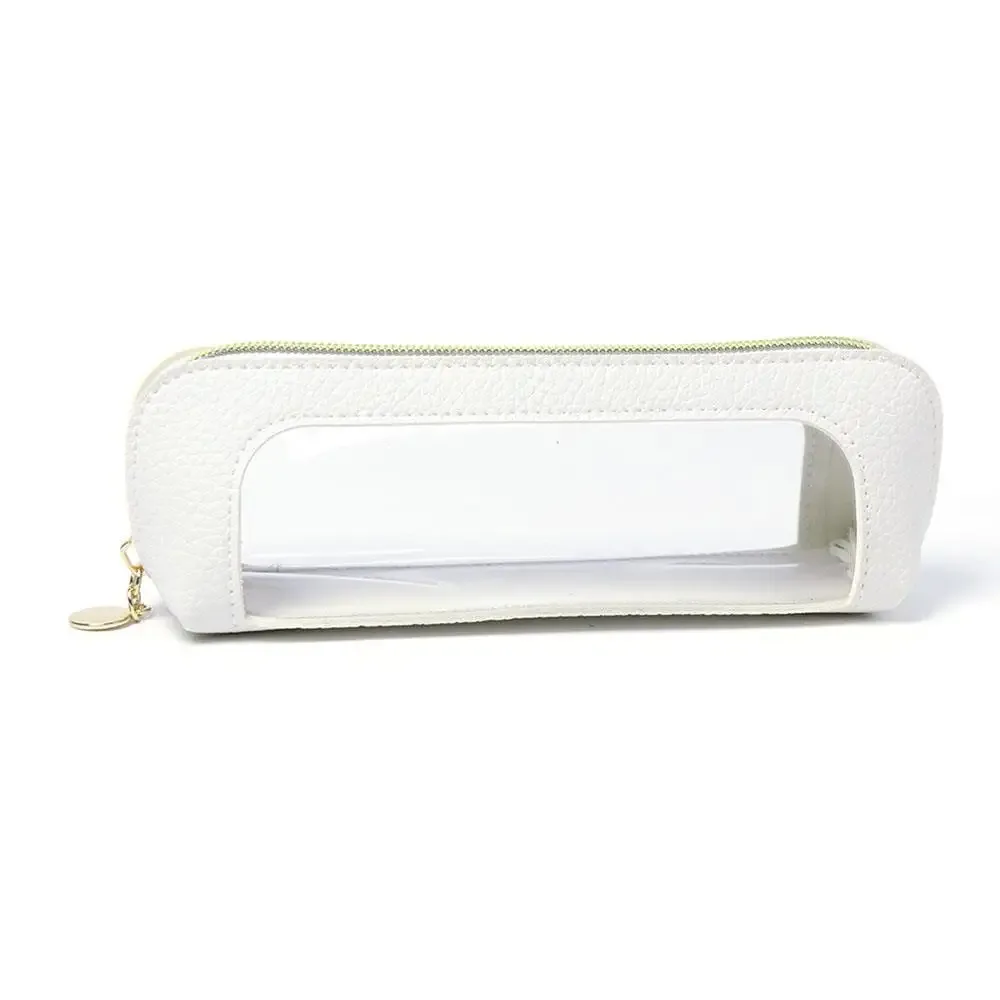 ins – trousse de maquillage transparente japonaise de grande capacité, pochette de toilette de voyage en cuir pu solide, sac de rangement portable pour pinceaux de maquillage
