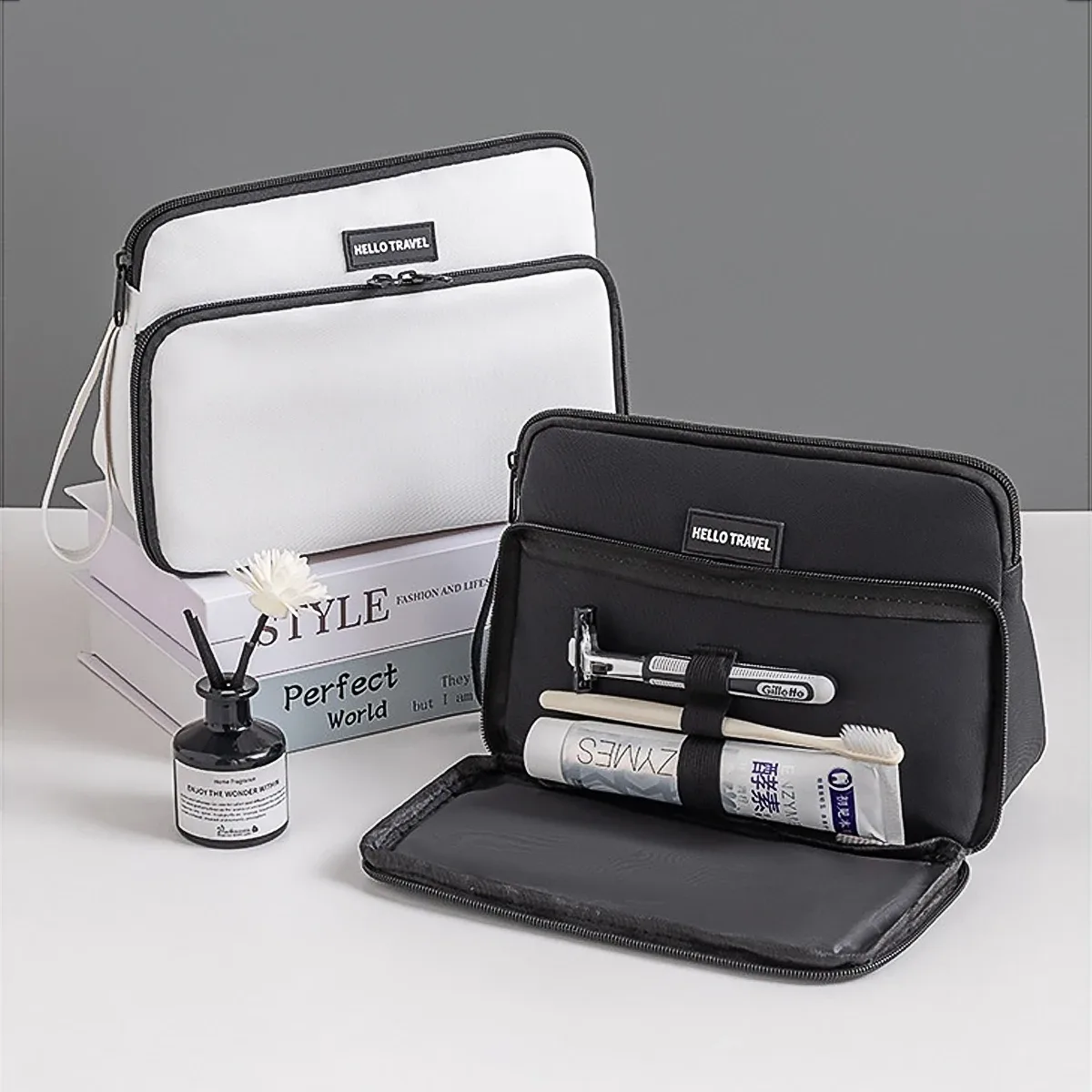 nouvelle trousse de toilette homme 2026 pour voyage d'affaires, imperméable, grande capacité, portable, double couche, organisateur cosmétique pour voyage, gym et usage quotidien