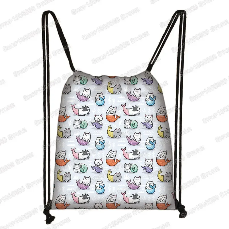 kawaii dessin animé chien chat sac à dos femmes sacs à cordon toile sac à bandoulière pour voyage filles sac à dos sacs de rangement porte-chaussures