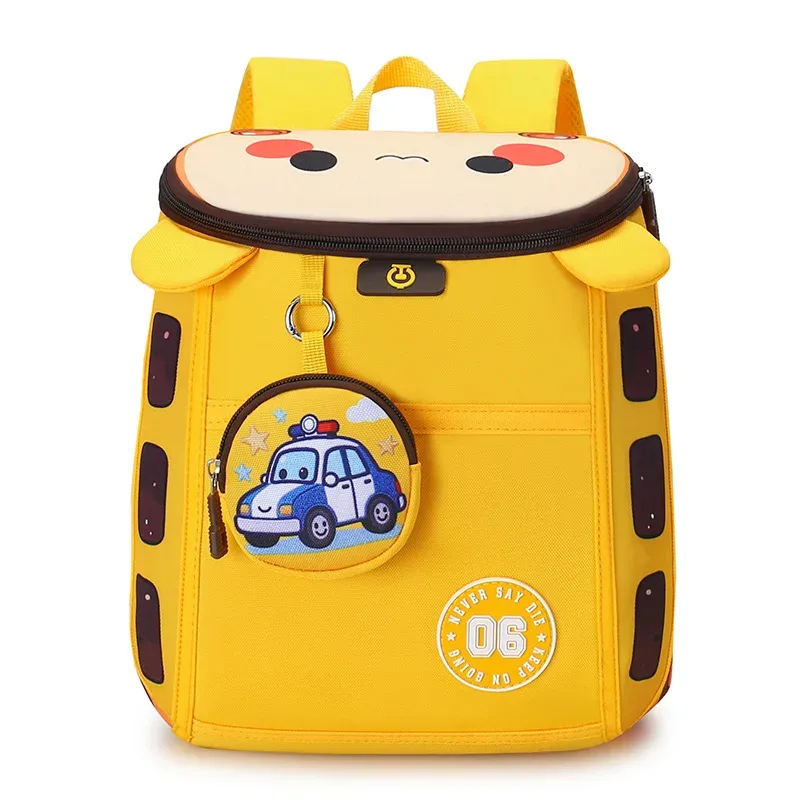 sac à dos léger en nylon pour élèves de maternelle, motif voiture de dessin animé mignon, sac à dos imperméable à double épaule pour enfants