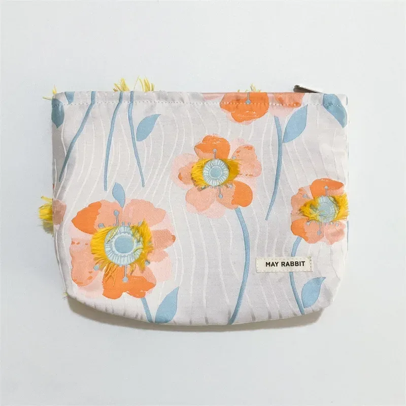 nouveau sac de maquillage vintage fleur en relief de haute qualité pour femmes, sac à cosmétiques, pochette de maquillage en toile de grande capacité, organisateur de voyage