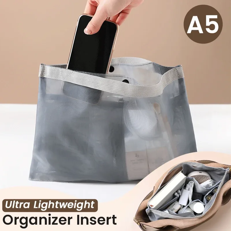 Insert organisateur en maille pour sacs à main organisateurs Ultra légers à l'intérieur du fourre-tout livre de poche femmes infirmière Nylon taille A5 sac dans le sac