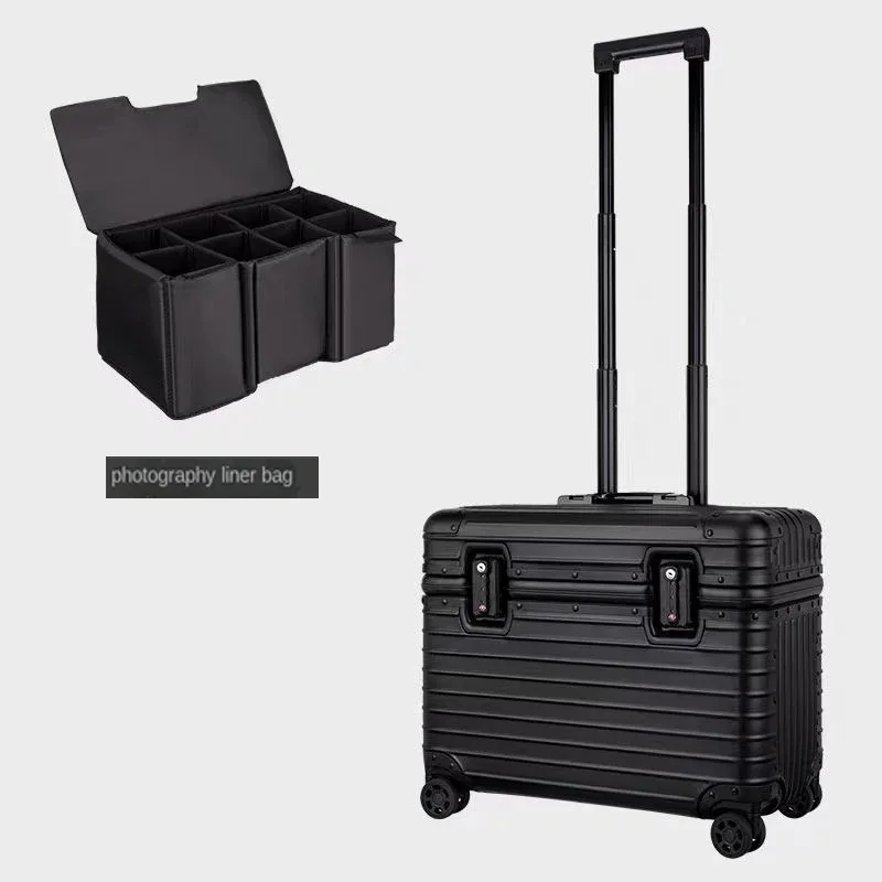 valise d'appareil photo en alliage d'aluminium et de magnésium, valise a roulettes de voyage serrure douanière tsa, sac de voyage, bagage de cabine, chariot à mot de passe, boîte à outils, 18 ", 20", 22"