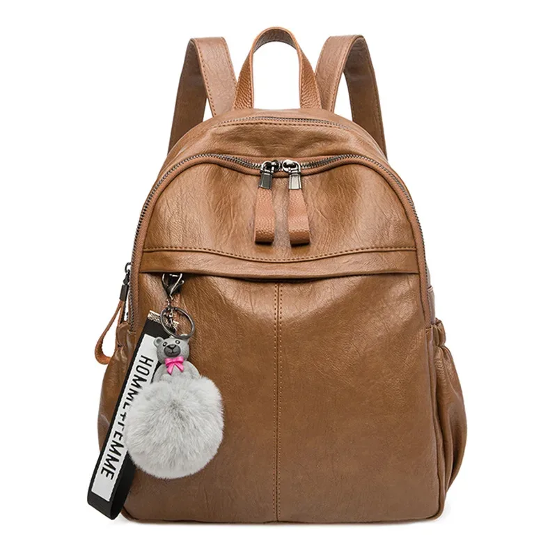 sacs à dos en cuir véritable pour femmes, sac à dos étanche de grande capacité en cuir de vache, sacs tendance pour femmes, sacs d'école de voyage pour filles