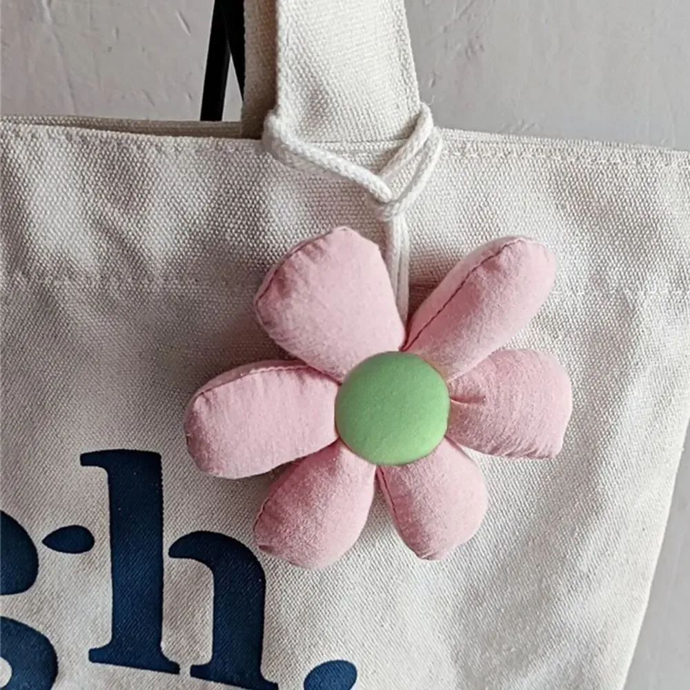 pendentif de sac en tissu floral, breloque de sac, accessoire assorti, décoration de sac à dos, style coréen, motif floral rembourré, pour fille