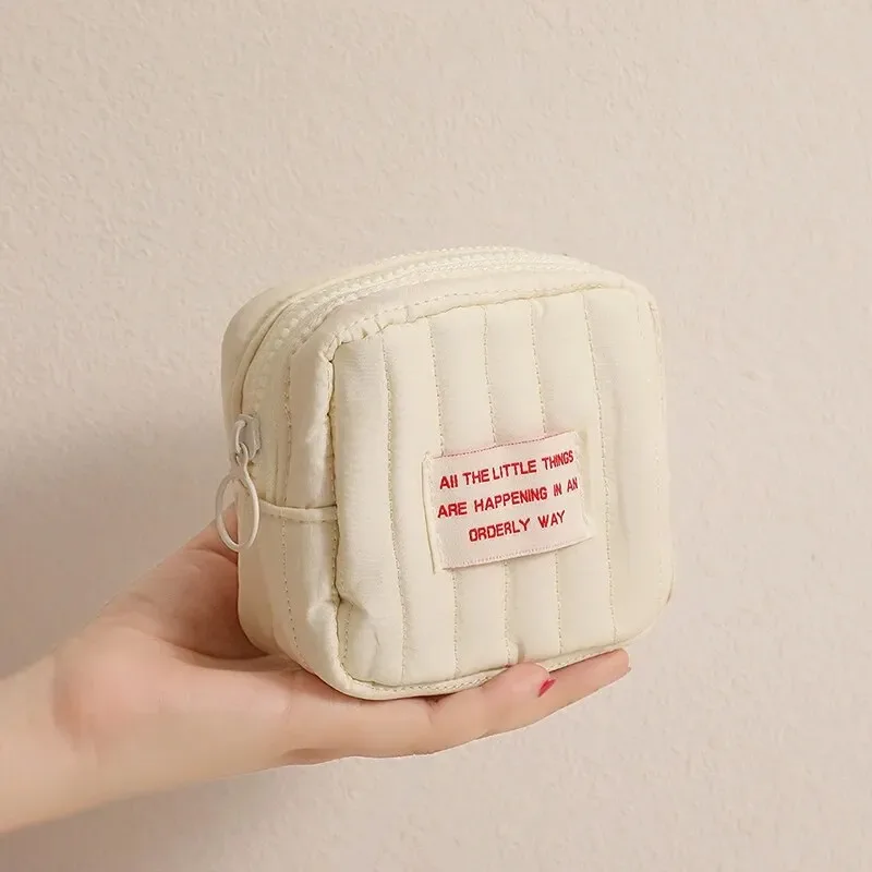 petit sac de maquillage carré coréen pour étudiants, petits écouteurs zéro portefeuille, sacs de rangement portables pour rouge à lèvres pour filles