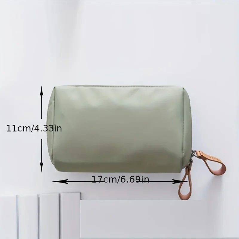petit sac de maquillage portable de couleur unie, pochette cosmétique de voyage, organisateur de rangement pour un usage quotidien