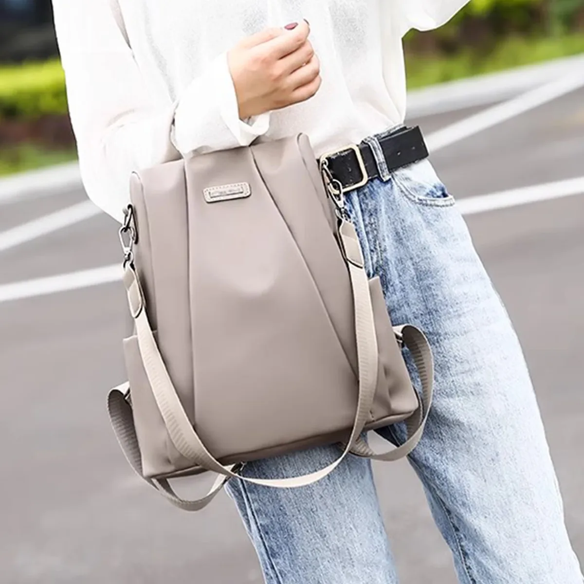 sac à dos de luxe pour femmes, sac d'école décontracté noir/kaki/rose rouge pour filles, sac à bandoulière de voyage à sangle détachable