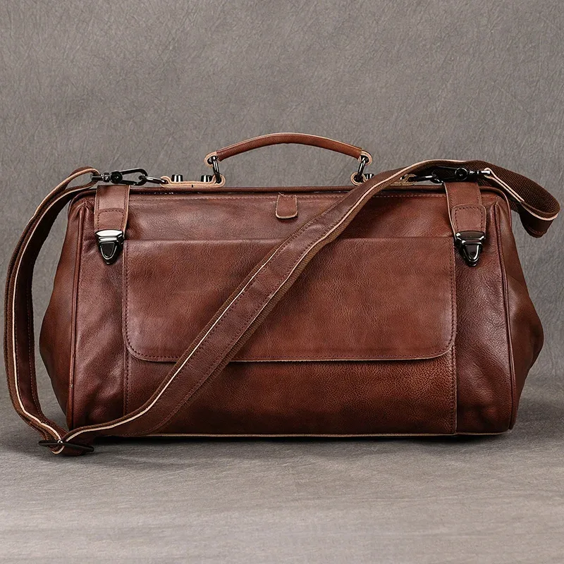 style de luxe en cuir véritable bagage à main sac véritable peau de vache voyage sac à main sac à bagages pour hommes femmes weeek duffle