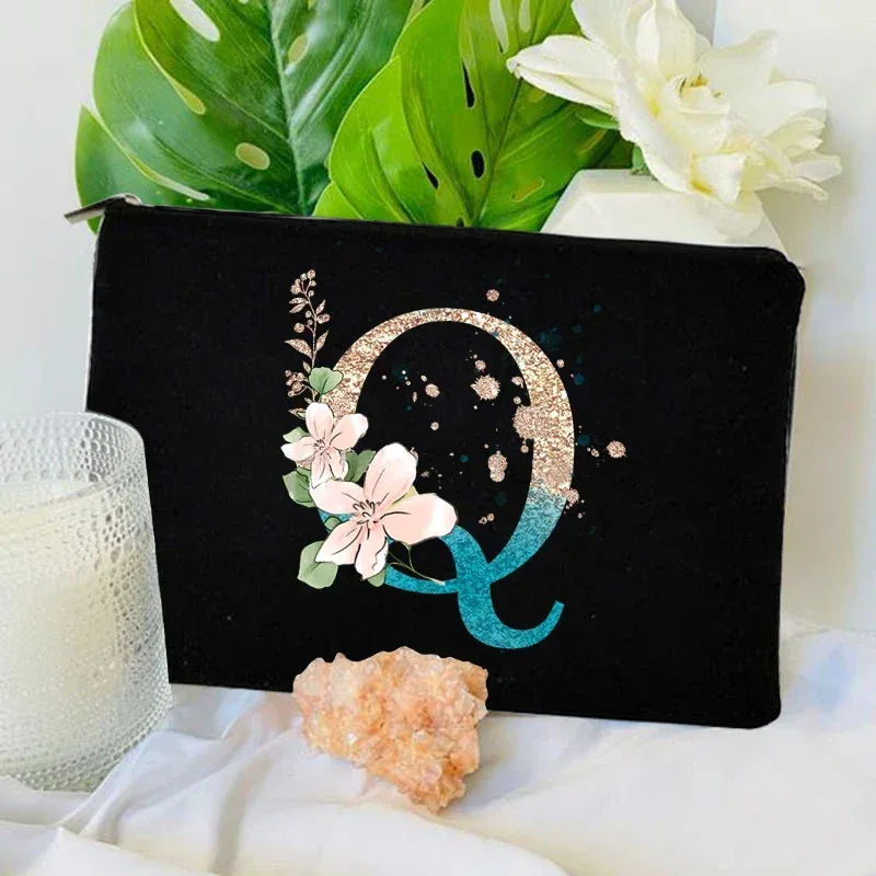 sacs à fermeture éclair pour maquillage initial dégradé, pochette de voyage pour toilettes, rouge à lèvres, enterrement de vie de jeune fille, pochette cosmétique pour demoiselle d'honneur