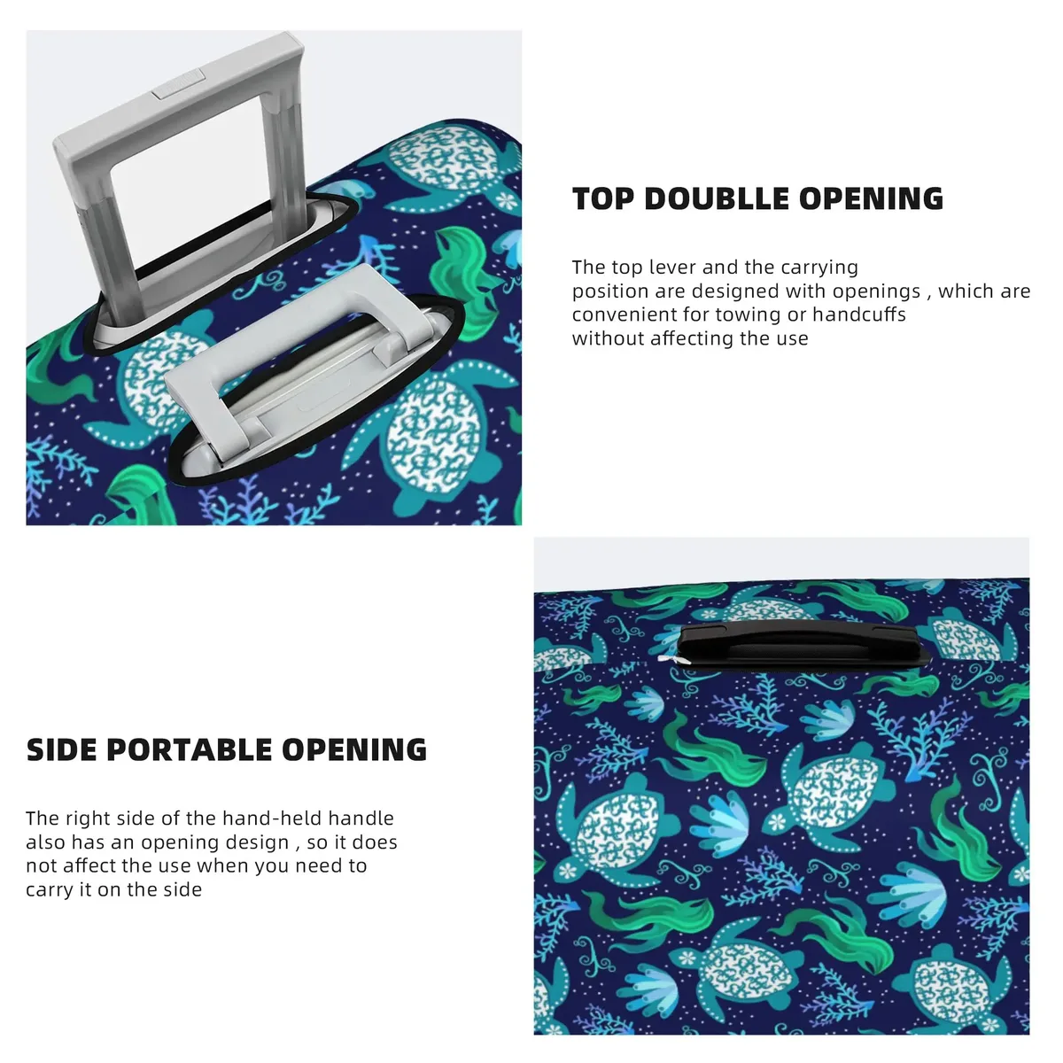 housse de protection pour valise, motif tortues marines sur fond bleu marine, mignonne, convient aux valises de 18 à 32 pouces