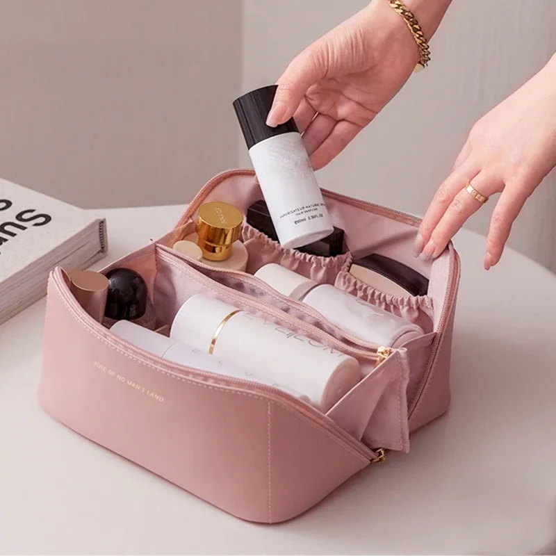 sacs à cosmétiques pour femmes, pochette de maquillage élégante en cuir pu, organisateur de produits de toilette de voyage, sac à main de rangement, fourre-tout de maquillage coréen