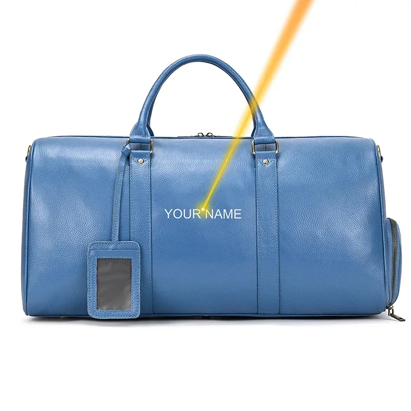 sac de voyage en cuir véritable de grande capacité pour hommes et femmes, en cuir de vache noir souple, polochon de voyage décontracté, grand sac à bandoulière pour week-end