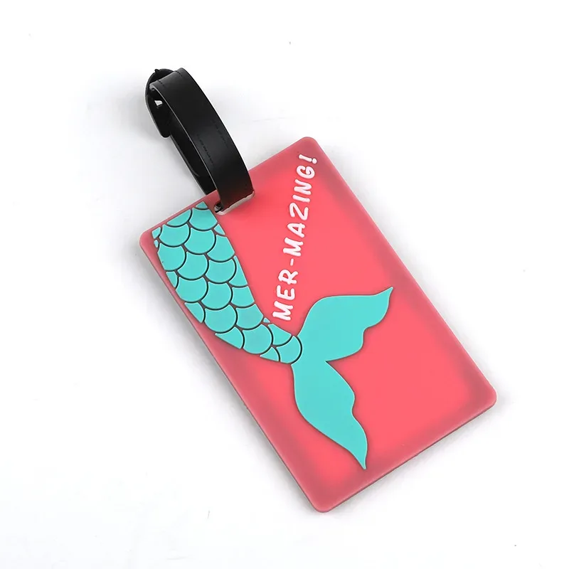 étiquette de bagage en pvc avec animaux de dessin animé, 1 pièce, pour femmes et hommes, accessoires de voyage de vacances, étiquettes de valise, nom, identification, adresse, étiquettes de bagage de voyage
