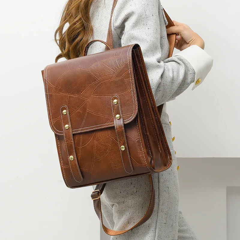 Nouveau sac à dos tendance en cuir PU pour femme, grande capacité, imperméable, pour l'université, sac d'école pour ordinateur portable, sac de voyage mignon pour fille