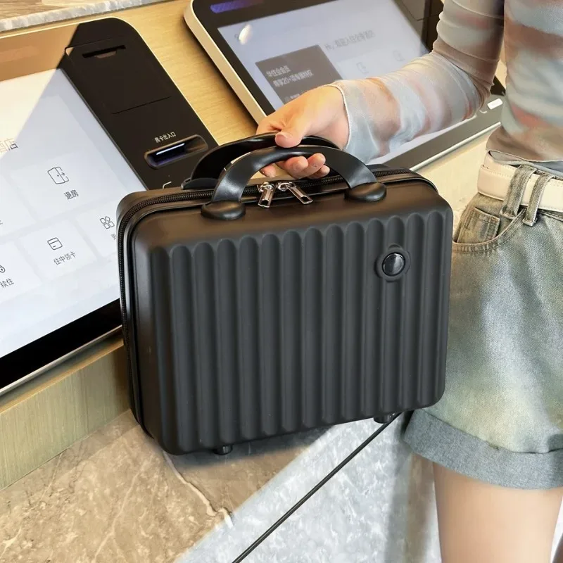 valise abs de 14 pouces, sacs à cosmétiques, étui de voyage d'affaires léger, étui d'hébergement pour étudiants, sac de rangement de maquillage, cadeau souvenir.