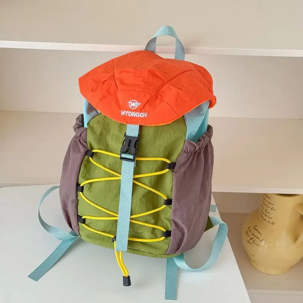 sac à dos de sport créatif à cordon de serrage, grande capacité, léger, avec bretelles d'épaule, design color block, résistant à l'usure.