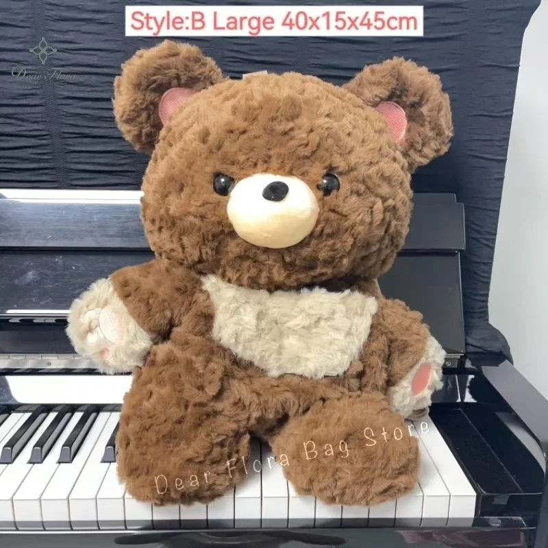 nouveau sac à dos ours brun en peluche mignon kawaii, sac à dos animal doux de haute qualité, sac à bandoulière fourrure lolita tendance, cadeau d'anniversaire pour fille