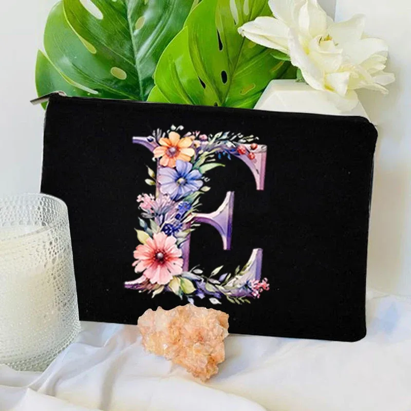 1 pc sac à lettres initiales sac de maquillage avec lettres pour femmes sac à cosmétiques initiales a-z sac de maquillage personnalisé sac de voyage, cosmétique initial
