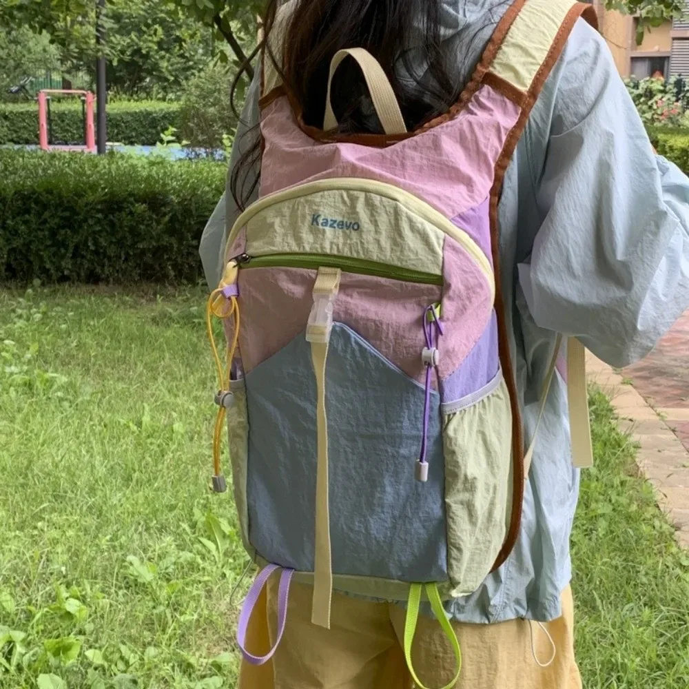 sac à dos de voyage en nylon avec fermeture éclair, multicolore, grande capacité, sac à dos de voyage multifonctionnel, durable, pour l'extérieur, pour l'école