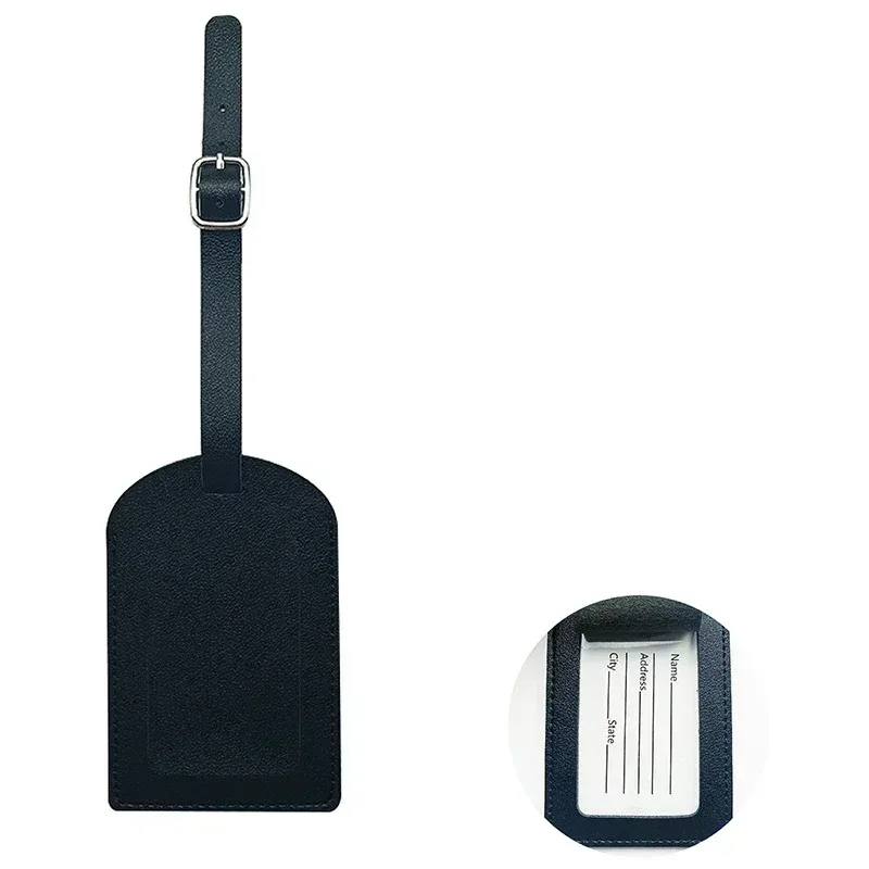 étiquette de bagage en cuir pu pour femmes et hommes, 1 pièce, accessoires de voyage, vacances, étiquettes de valise, nom, identification, adresse, étiquettes de sac pour bagages