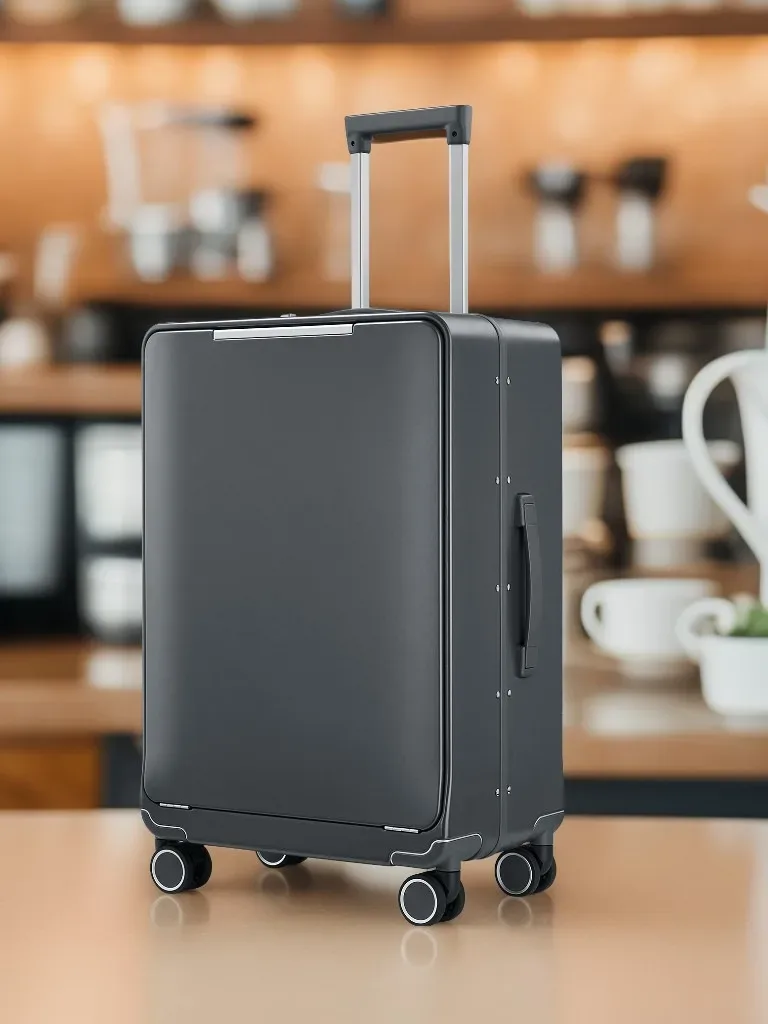 valise aérospatiale en aluminium à ouverture frontale avec serrure tsa 360 ° spinner wheels bagage de cabine de voyage d'affaires à accès rapide