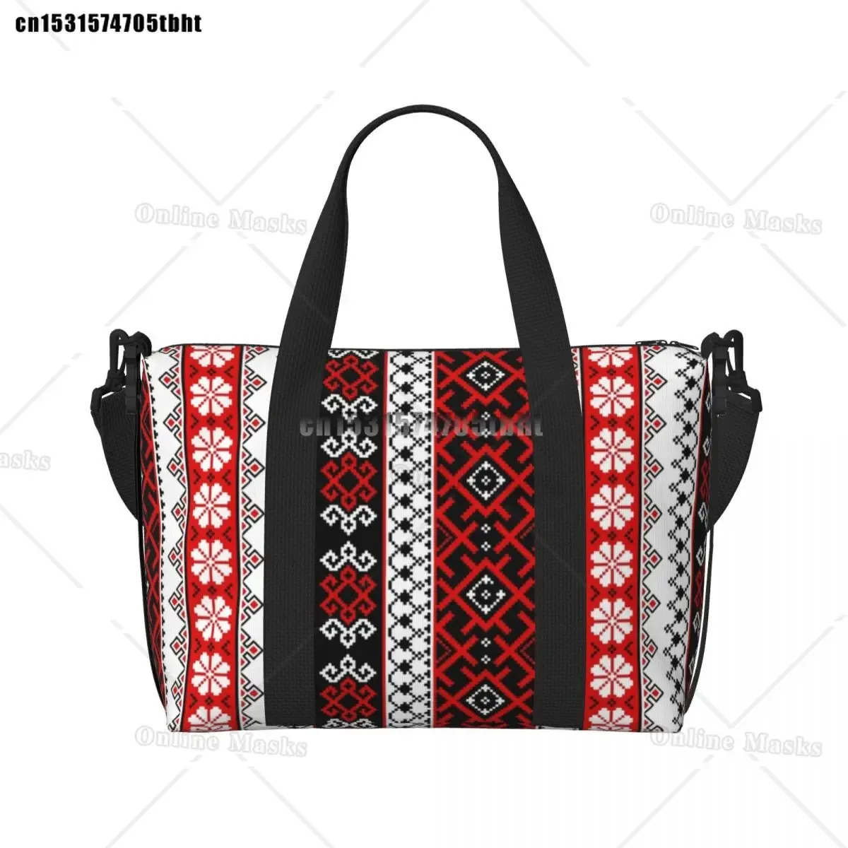 vyshyvanka – sac fourre-tout brodé pour femmes, fourre-tout coloré de style ukrainien, grande capacité, bohème, géométrique, pour salle de sport, plage, voyage