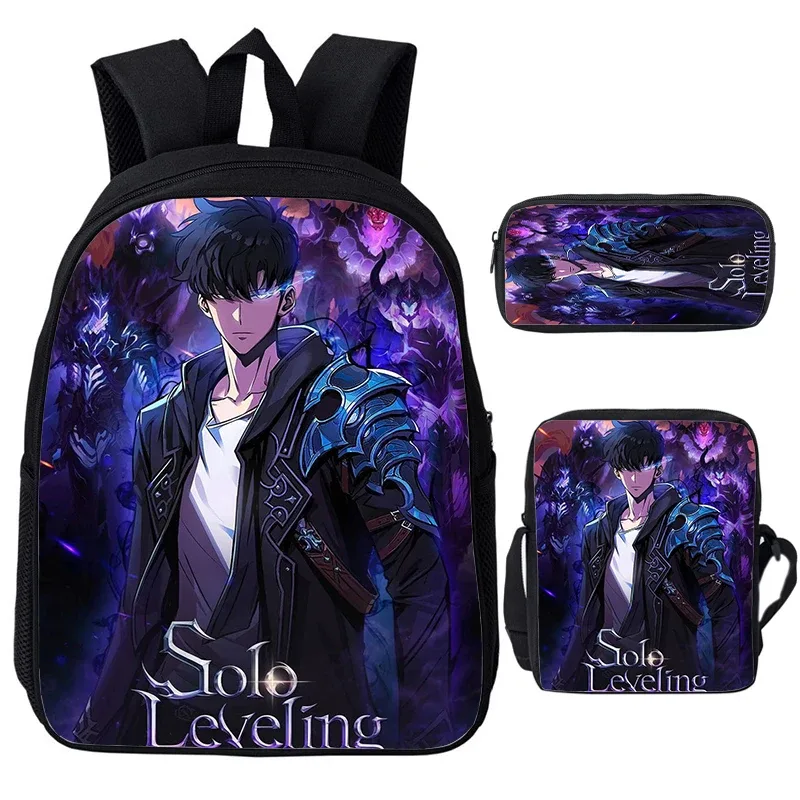 solo nivellement igris enfant sacs à dos sac à bandoulière trousse à crayons 3 pièces ensemble grande capacité sacs d'école pour garçons filles voyage sacs à dos