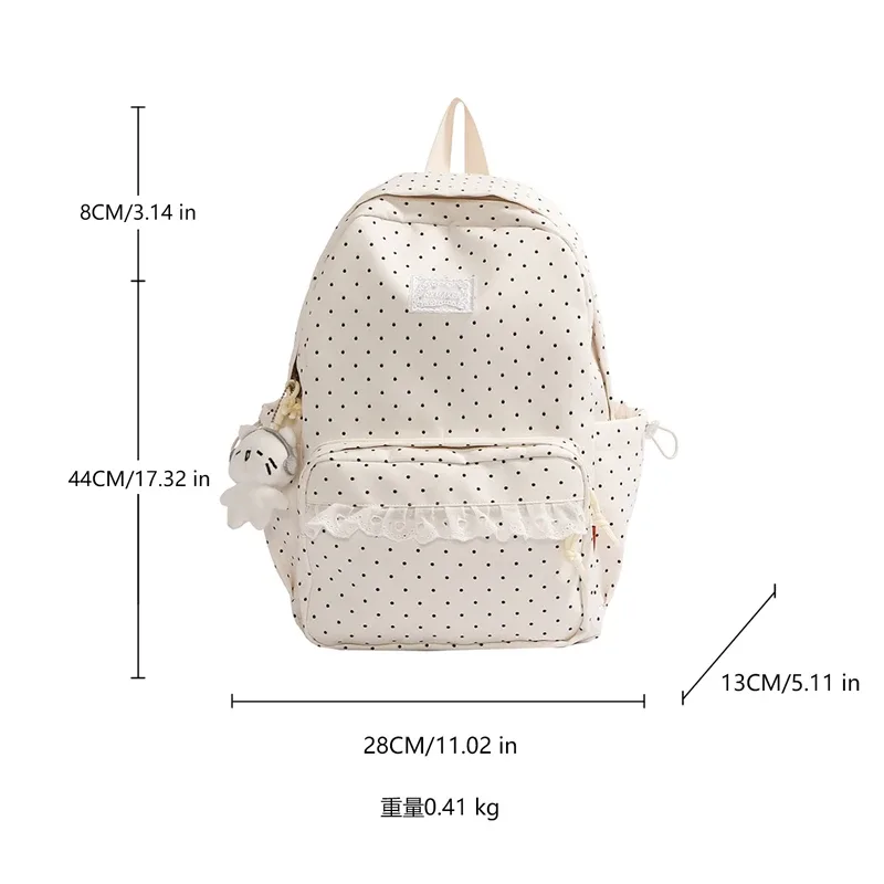 sacs à dos à pois pour filles, grande capacité, sacs à livres décontractés, sac à dos léger de style preppy, sac à dos de voyage en plein air