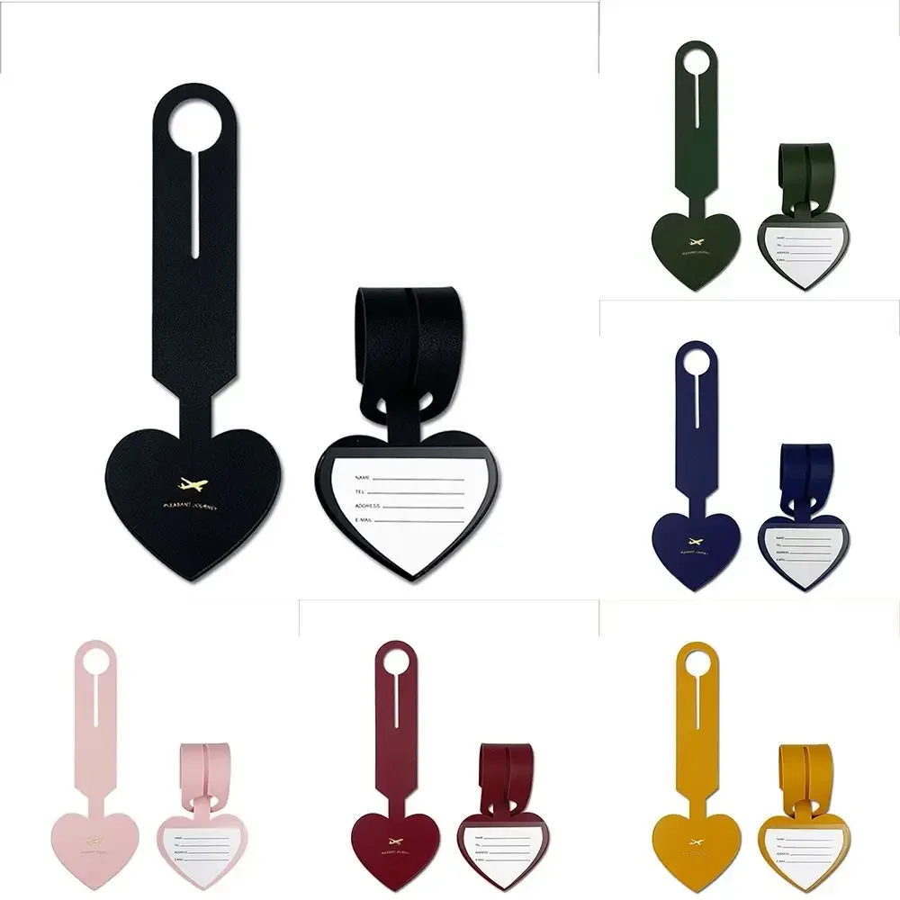 étiquette de valise d'avion en forme d'amour, étiquette de bagage en pu, accessoires de voyage, étiquette d'adresse, étiquettes de nom de bagage, carte d'embarquement