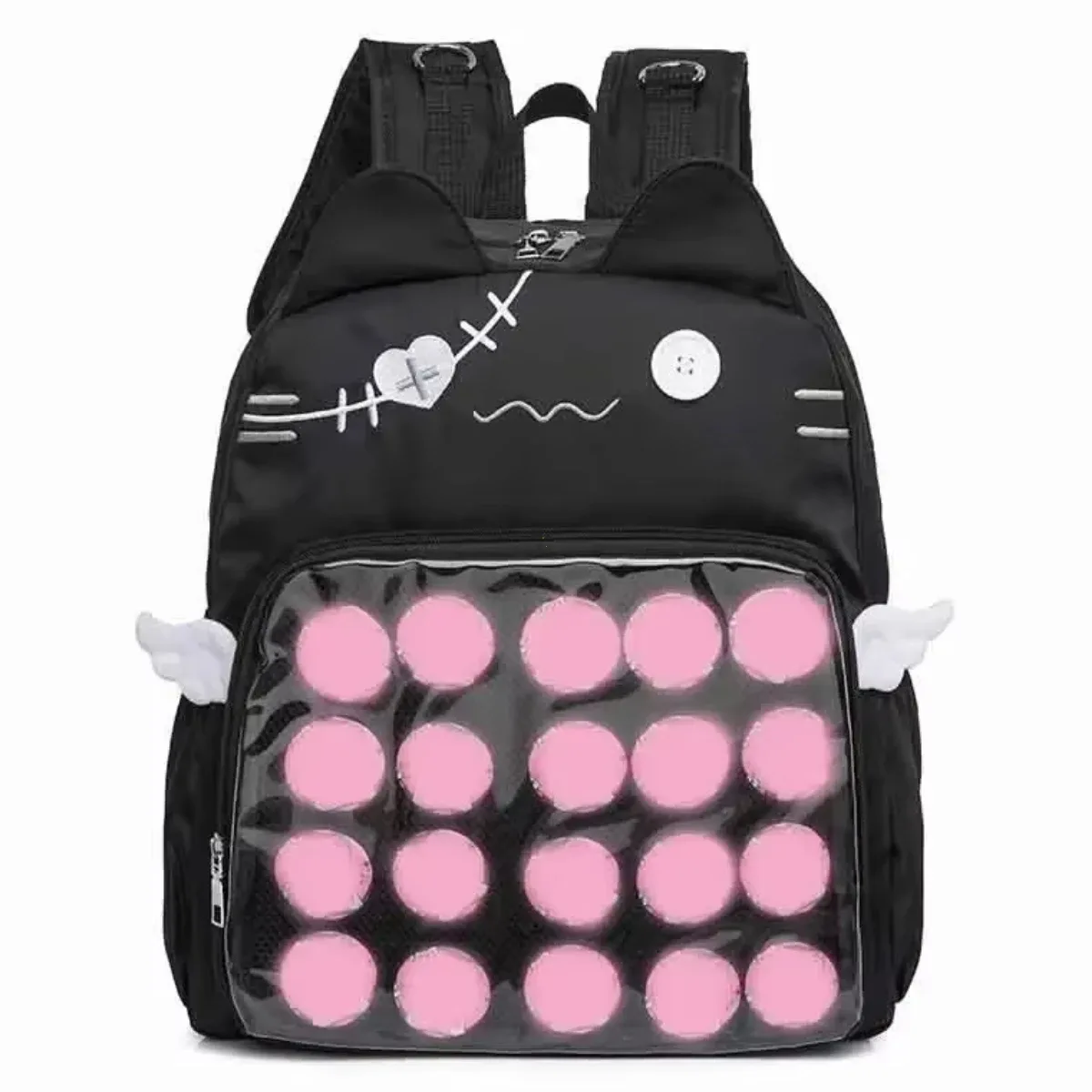 sac à dos chat mignon pour femme, sacs à dos esthétiques féminins, nylon, style japonais, mode décontractée, sac ita transparent, grande capacité