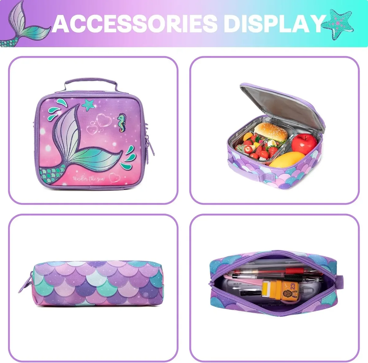 sac à dos à roulettes pour filles, sac à dos pour enfants à roulettes, ensemble de sacs à roulettes pour l'école avec boîte à lunch isotherme, sac de voyage pour enfants