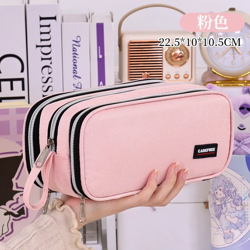 trousse scolaire grande capacité avec porte-stylos, sac à crayons, rangement de papeterie pour étudiants, sac de rangement créatif pour maquillage