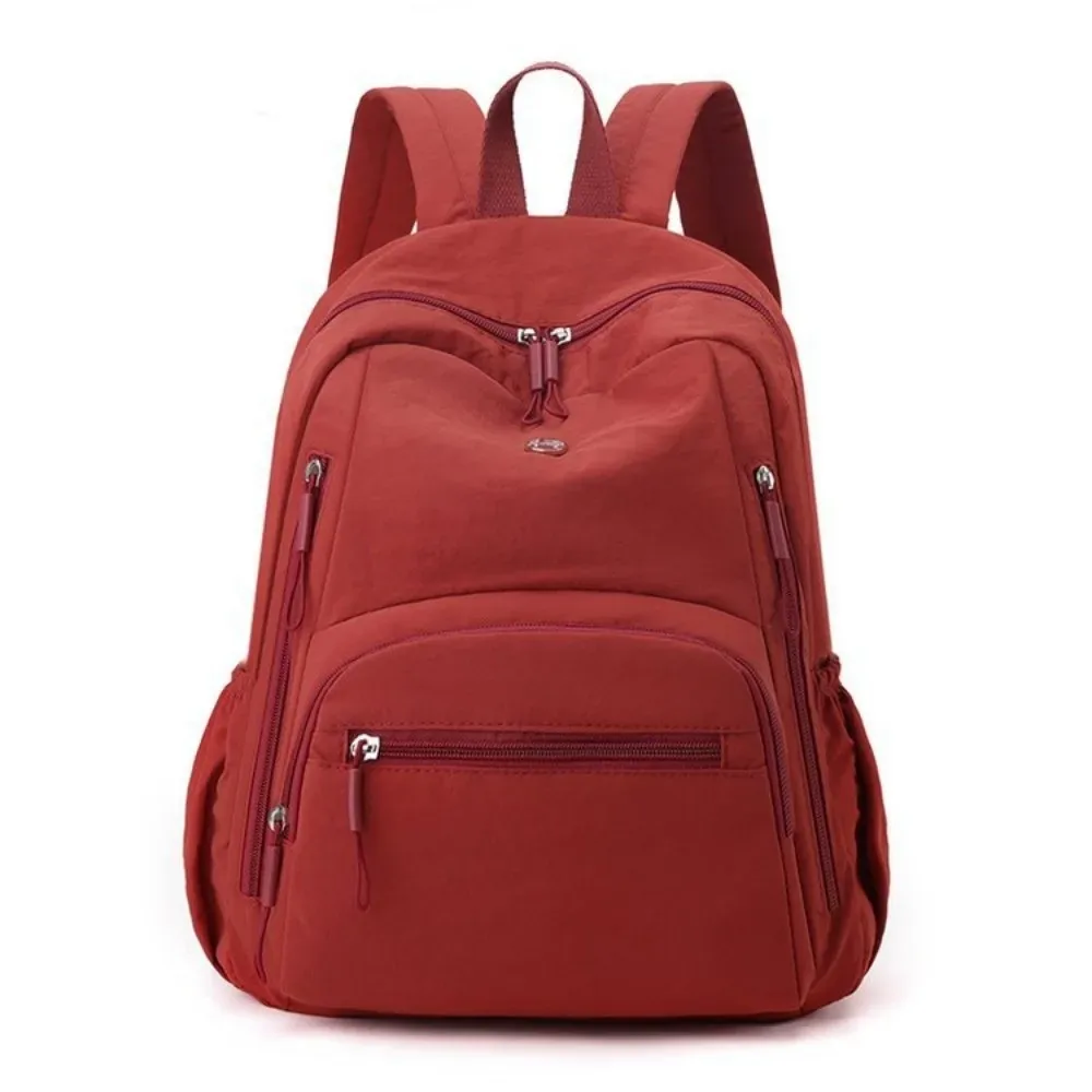 sac à dos scolaire tendance en nylon grande capacité, léger et durable, sac de voyage imperméable de couleur unie pour ordinateur portable, idéal pour le camping