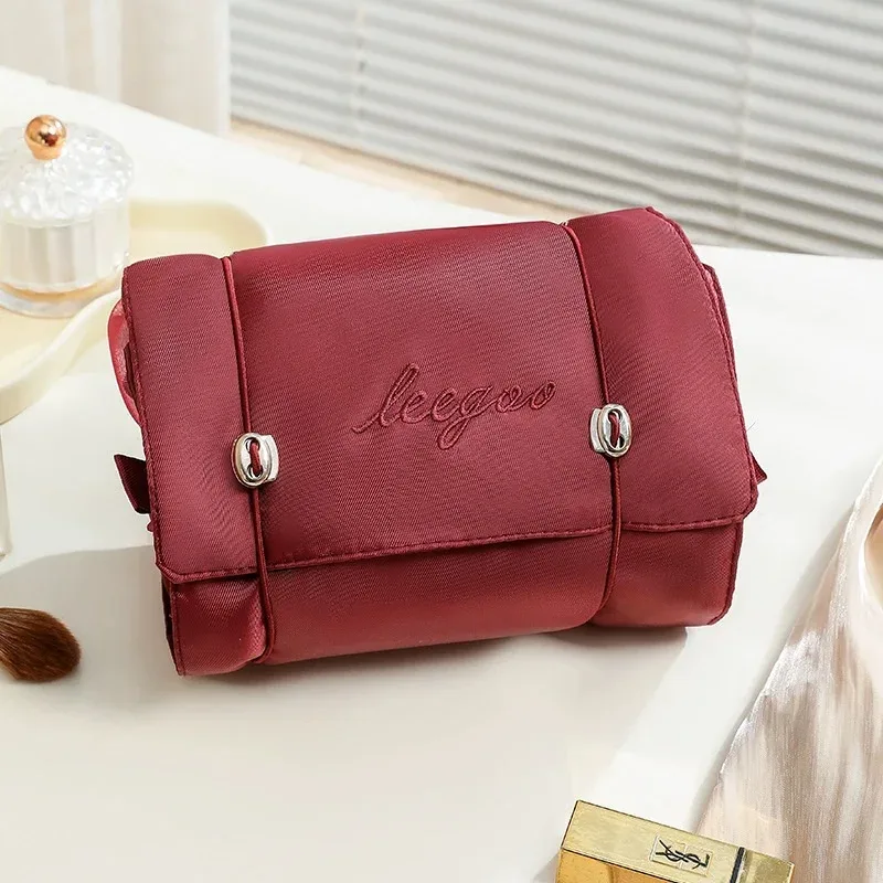 trousse de maquillage détachable 4-en-1, organiseur de cosmétiques pliable avec pochettes amovibles pour les voyages et le quotidien